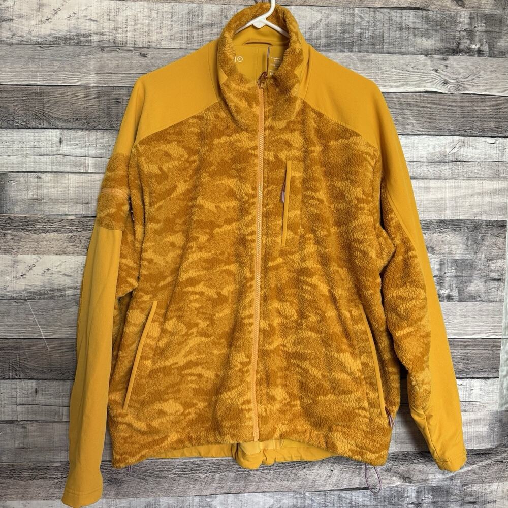 Outdoor Voices PrimoFleece Size Large Full-Zip in Marigold Gorpcore Camo